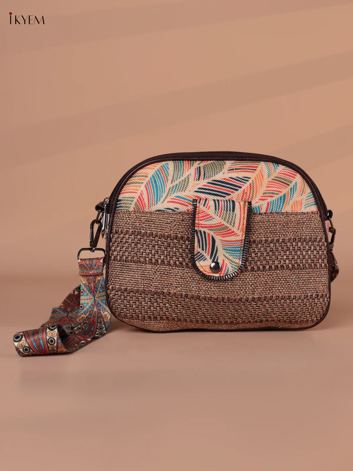 Printed Sling Bag - Brown&sandle