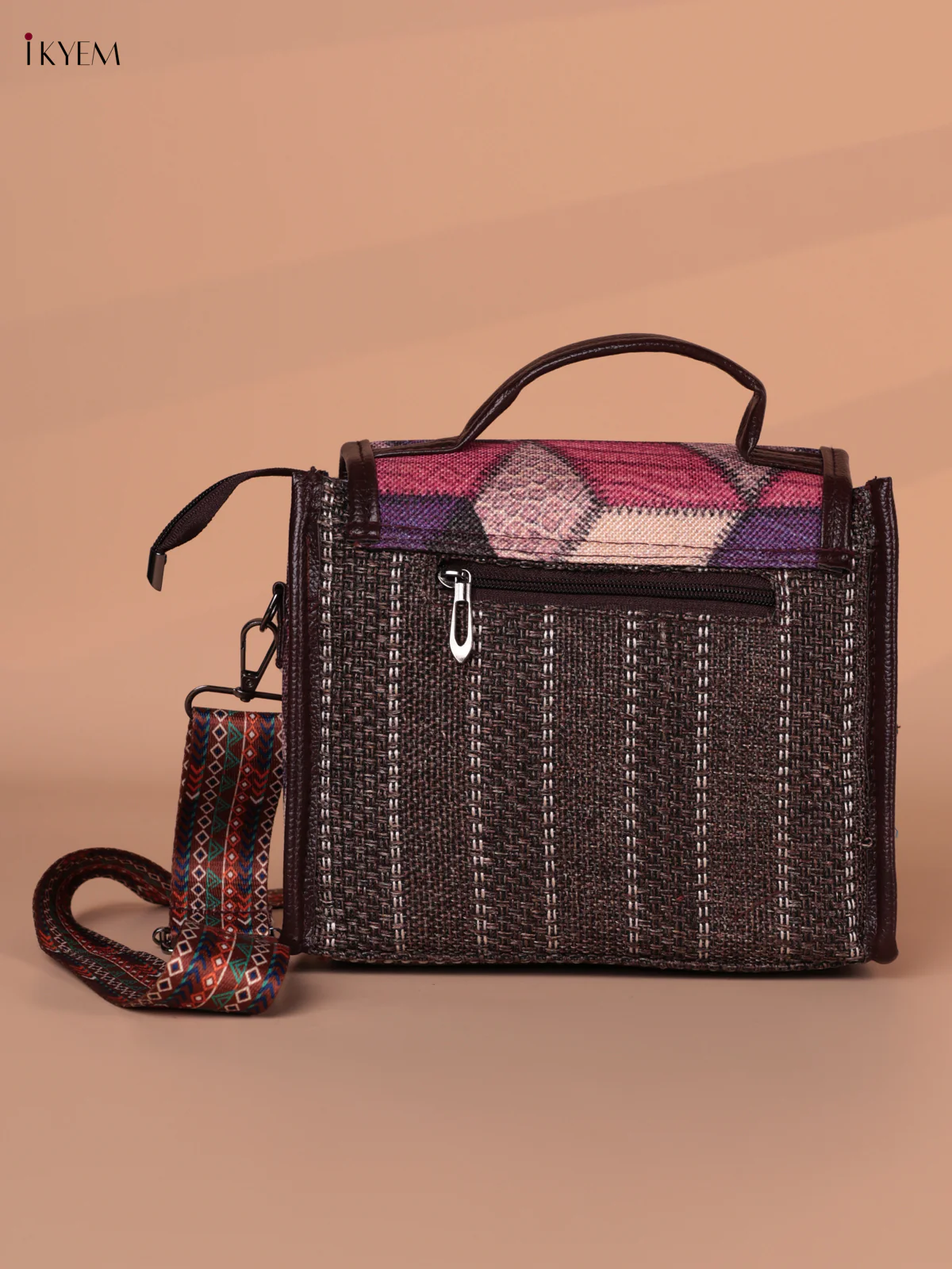 Printed Sling Bag - brown&pink - Image 2