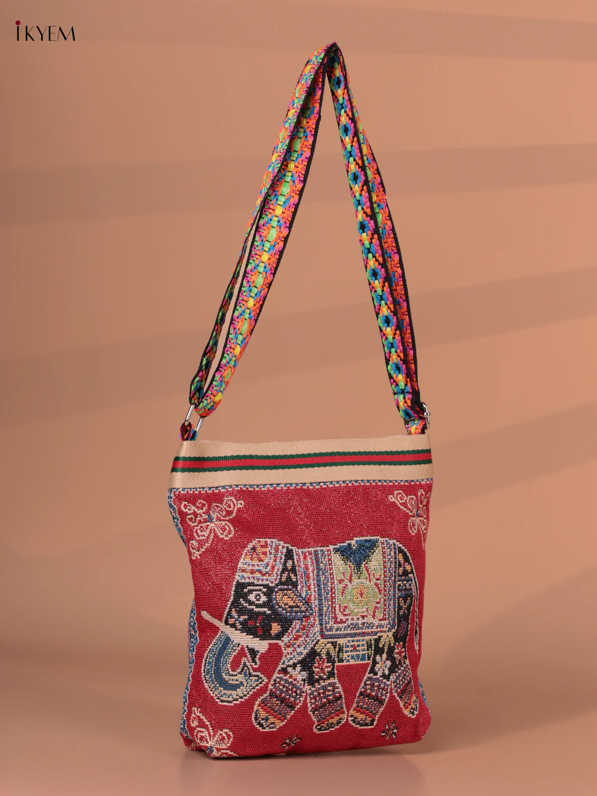 Elephant Printed Sling bag - Red - Image 2