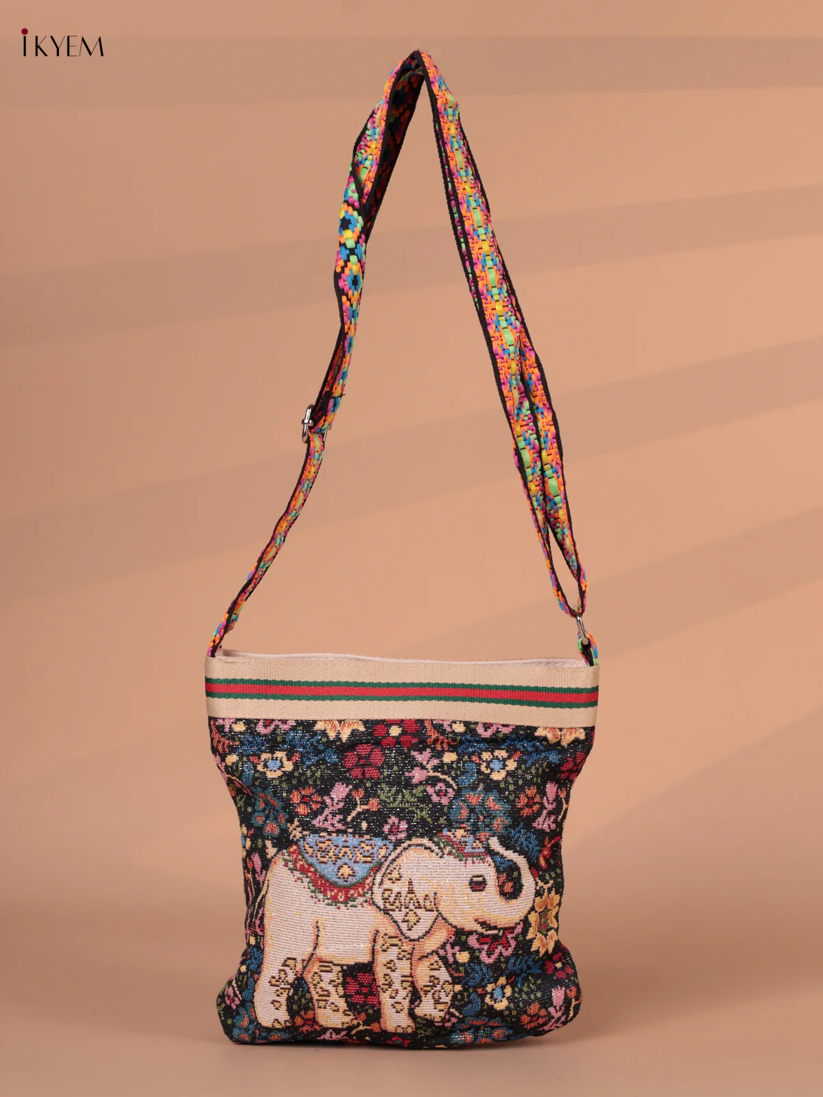 Elephant Printed Sling bag - Black