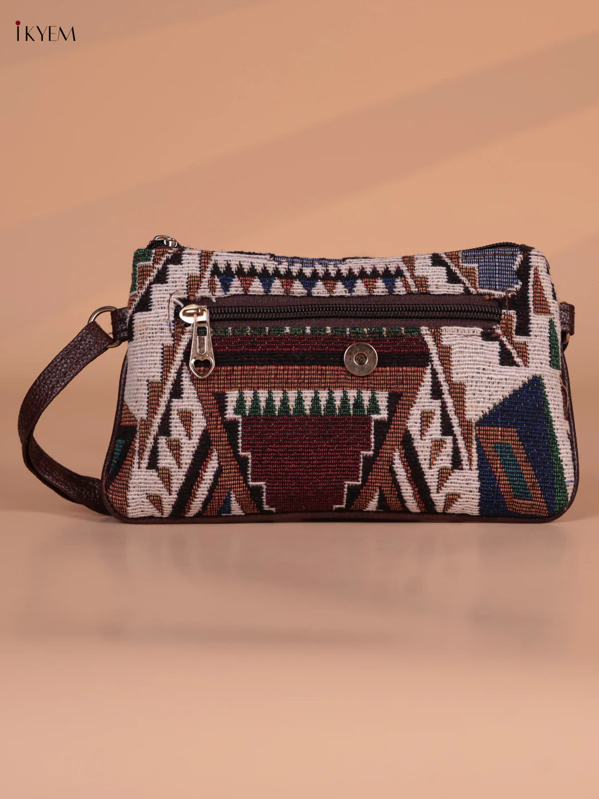 Printed Sling bag - Cream & Green - Image 2