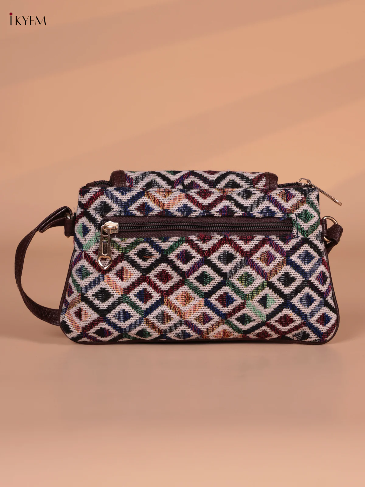 Printed Sling bag - Cream & Brown - Image 3