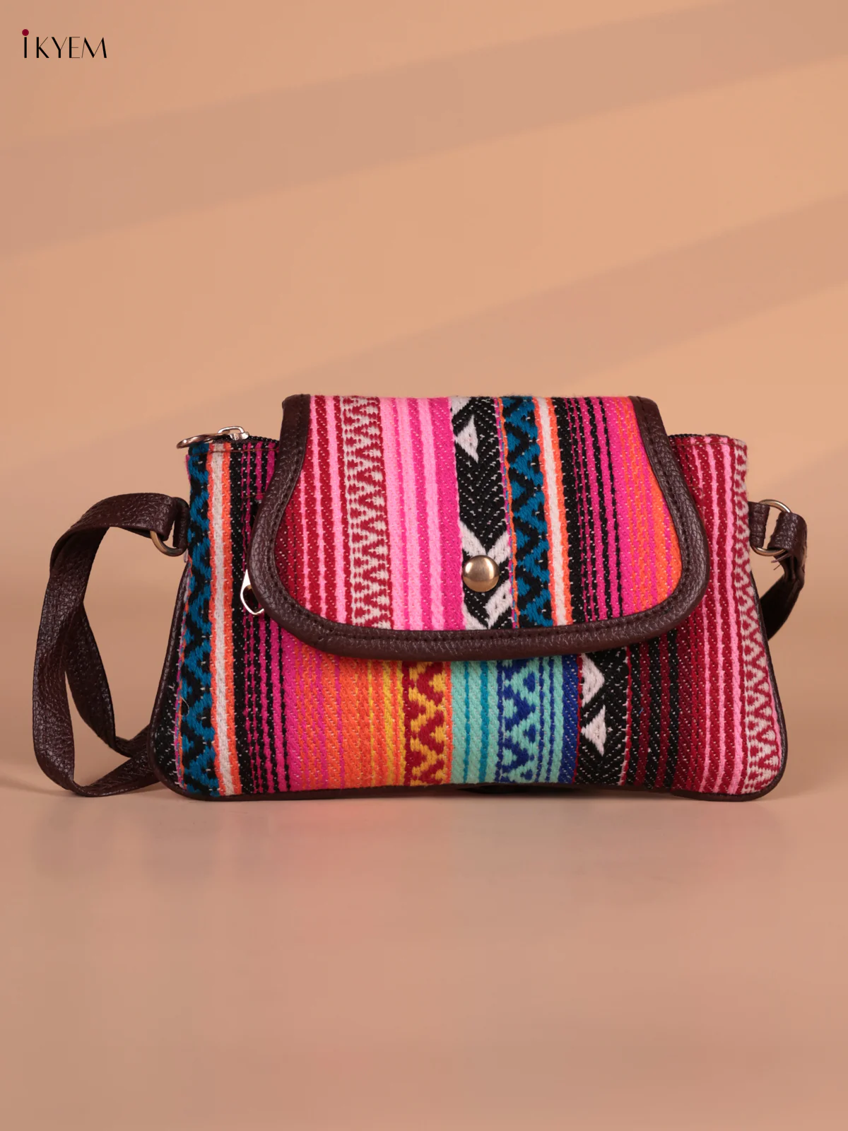 Printed Sling bag - Pink & Brown