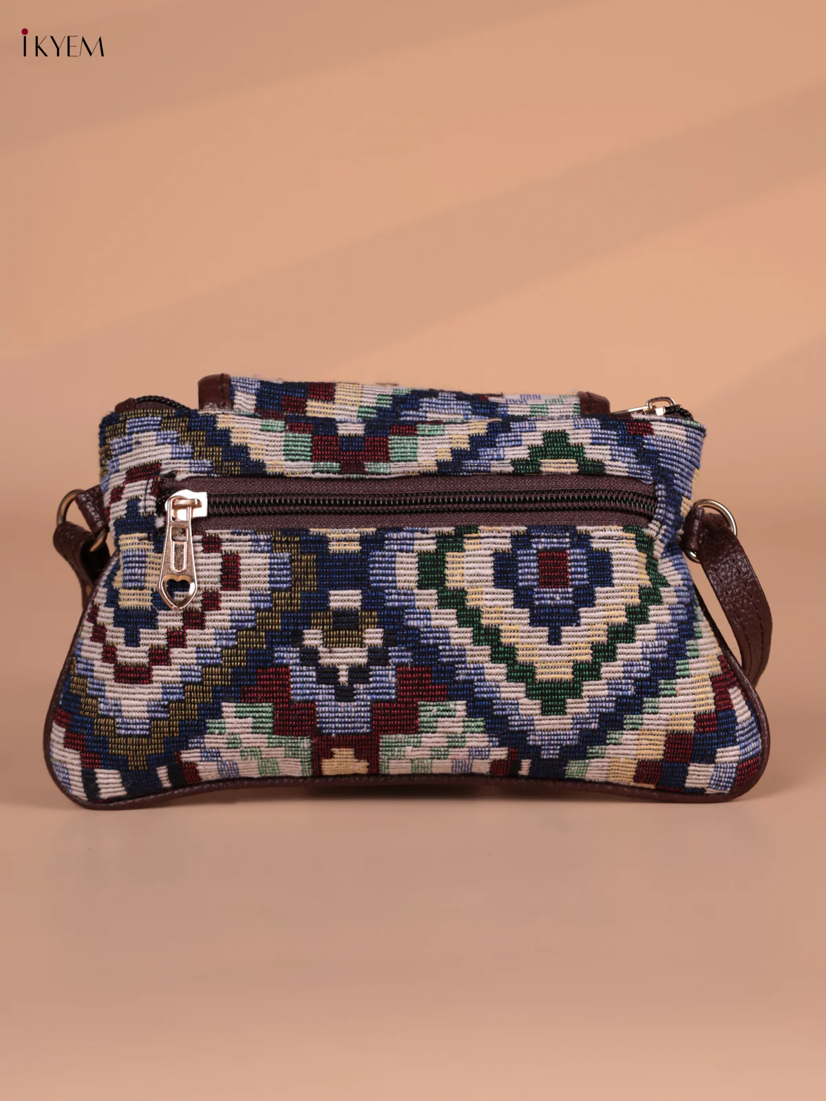 Printed Sling bag - Blue & Brown - Image 3