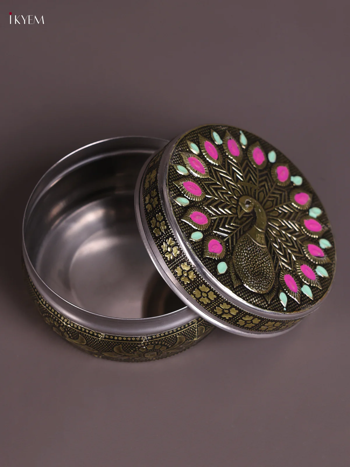 Meenakari Peacock Dabba - (4×4) - Image 2