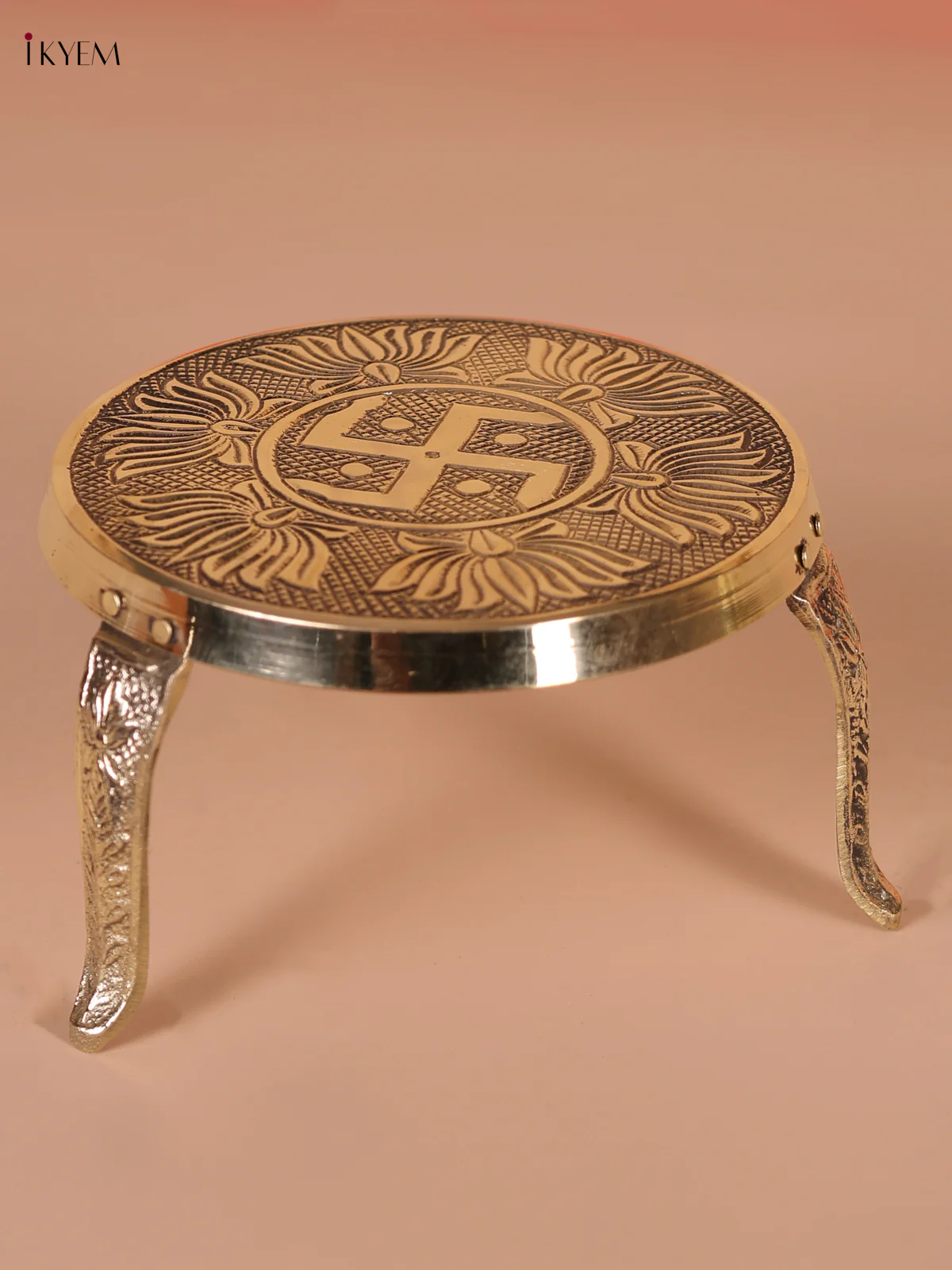 Brass Swastik Mukkali Stool - (5x5) - Image 3