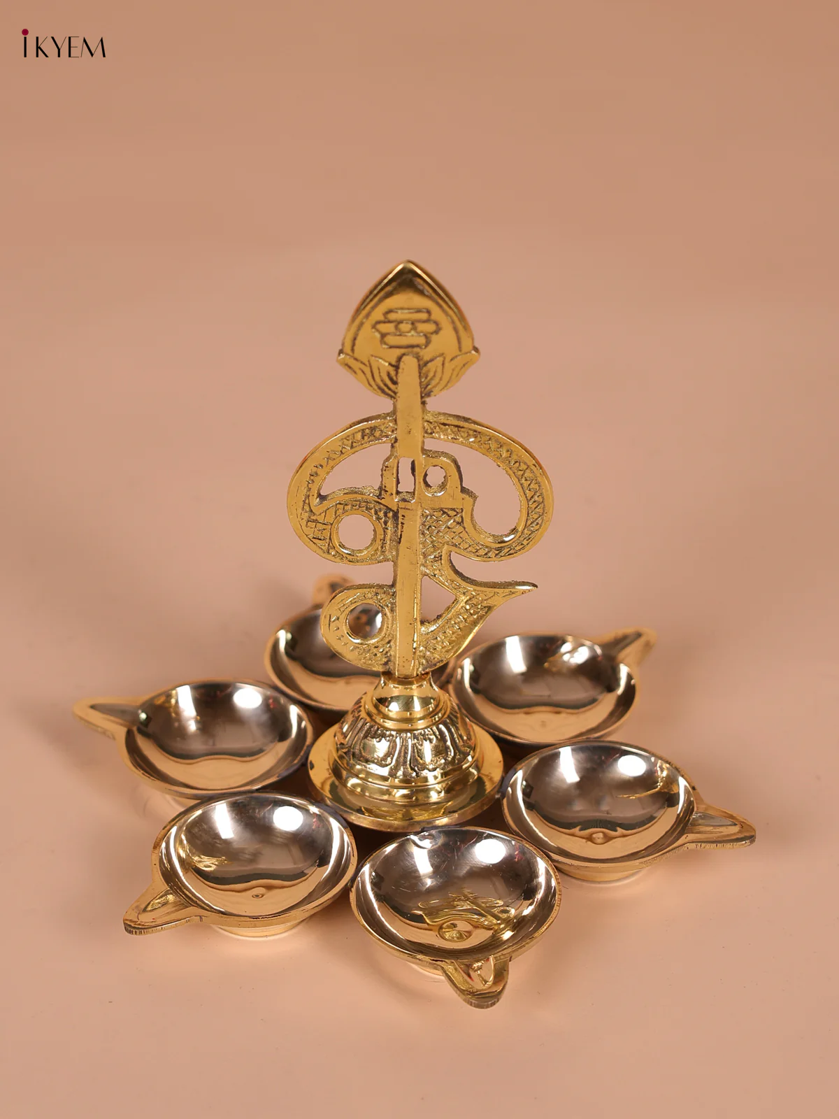 Brass Om Vel 6- Face Diya - Image 2