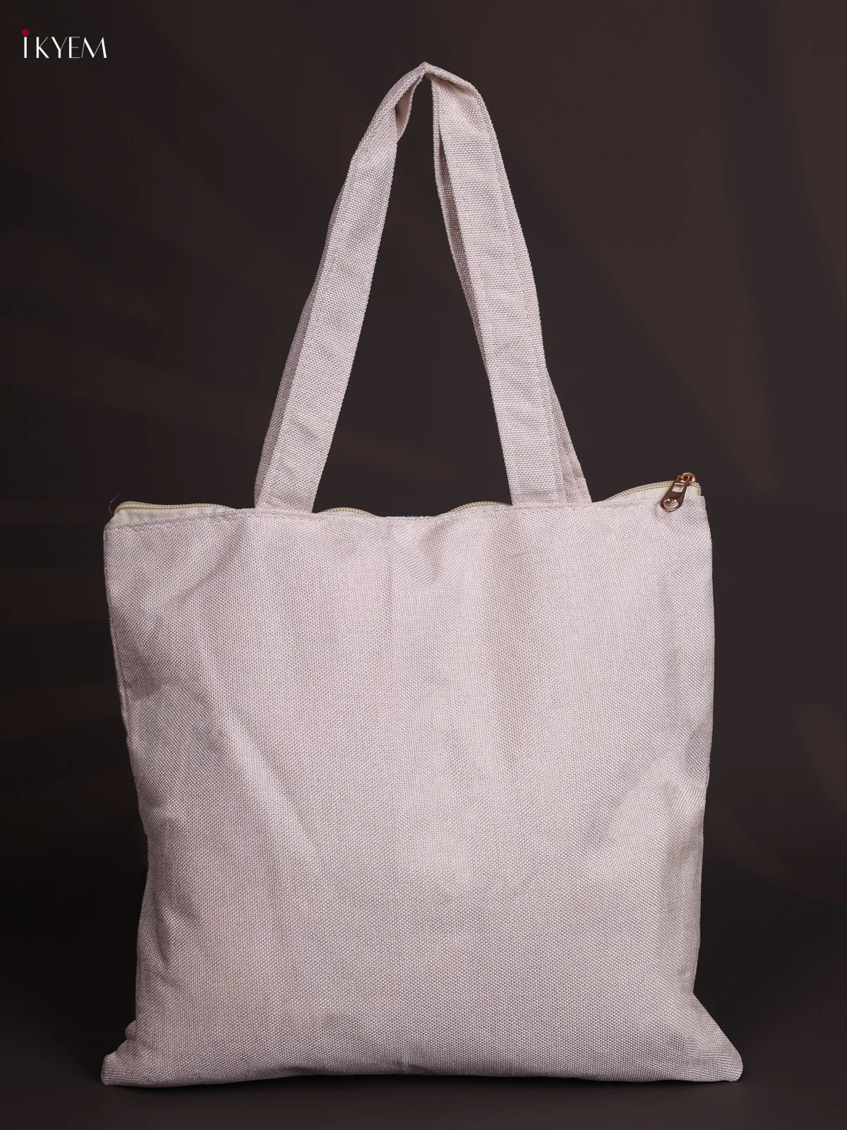Elephant Printed Jute Handbag - Sky Blue - Image 2