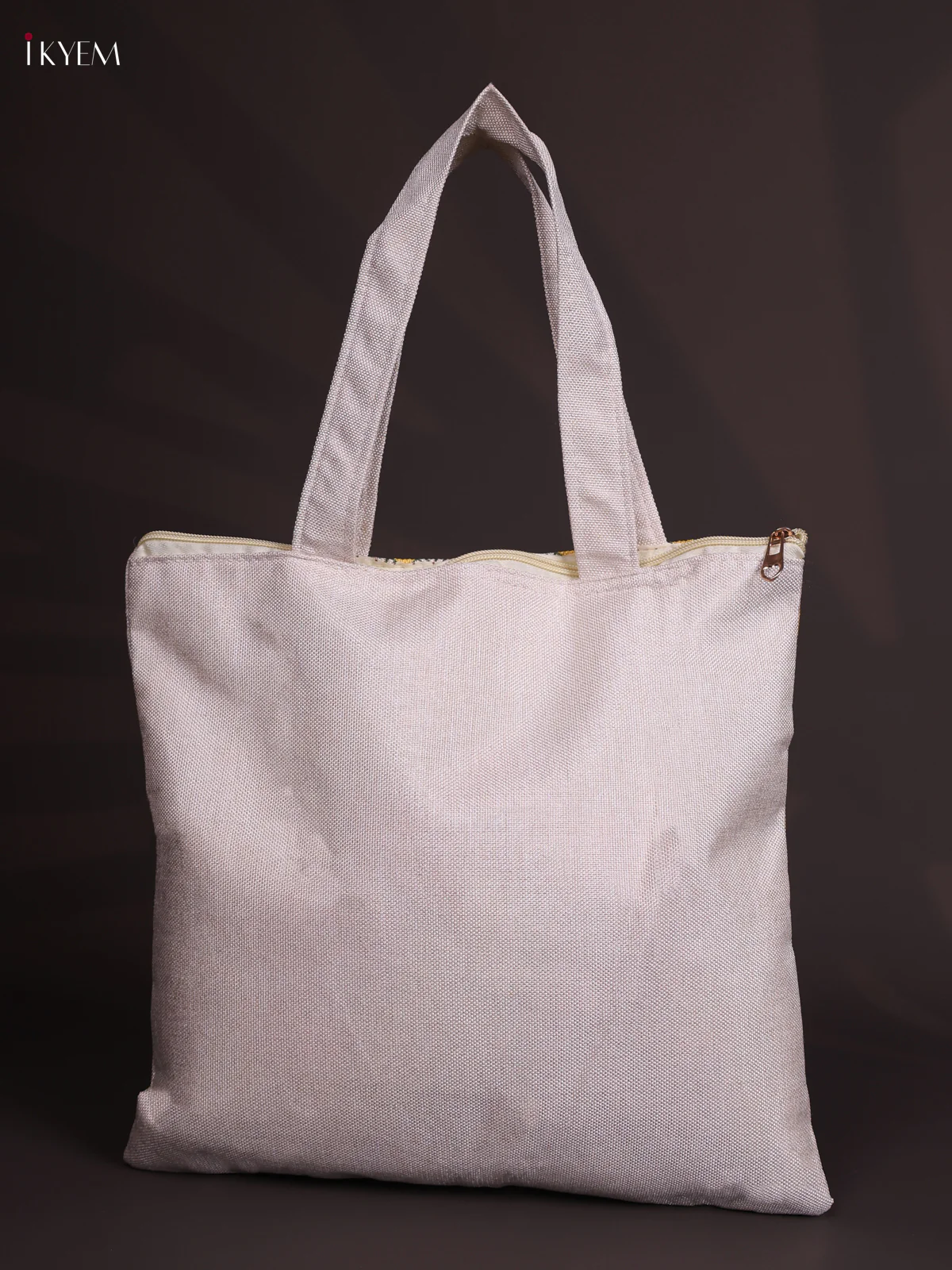 Elephant Printed Jute Handbag - Yellow - Image 2