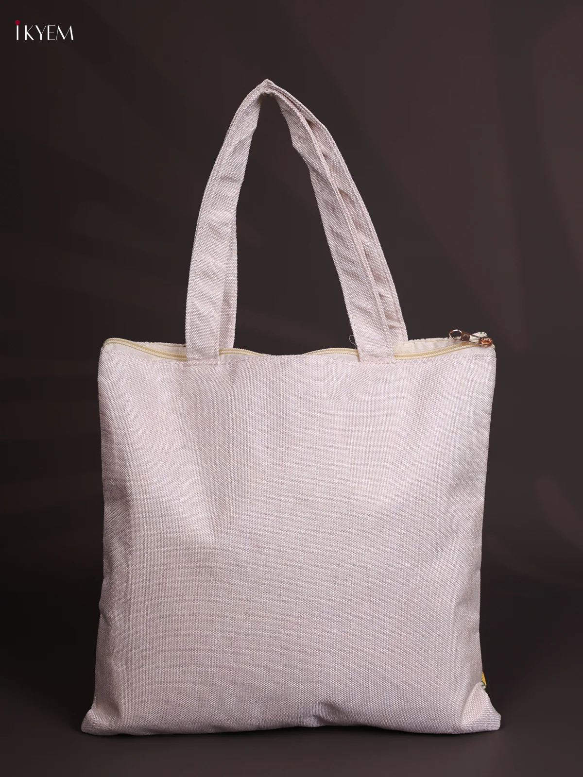 Krishna Vruksha Printed Jute Handbag - Yellow - Image 2