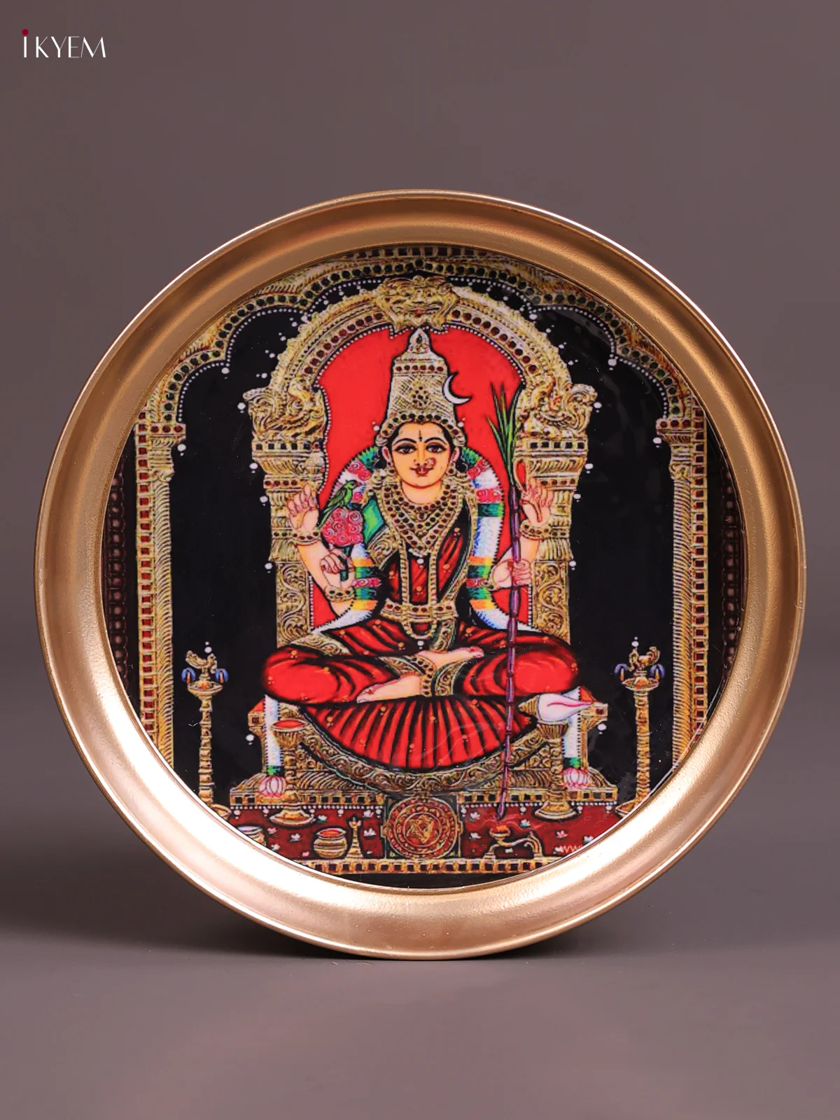 Kamatchi - Printed Brass Coated Plate Red - 8 inch