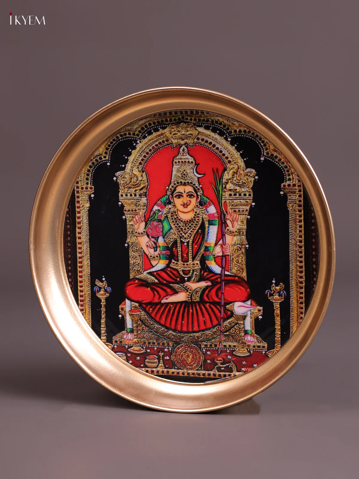 Kamatchi - Printed Brass Coated Plate Red - 8 inch - Image 2