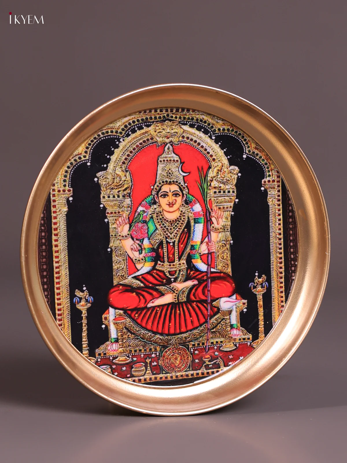 Kamatchi - Printed Brass Coated Plate Red - 8 inch - Image 3