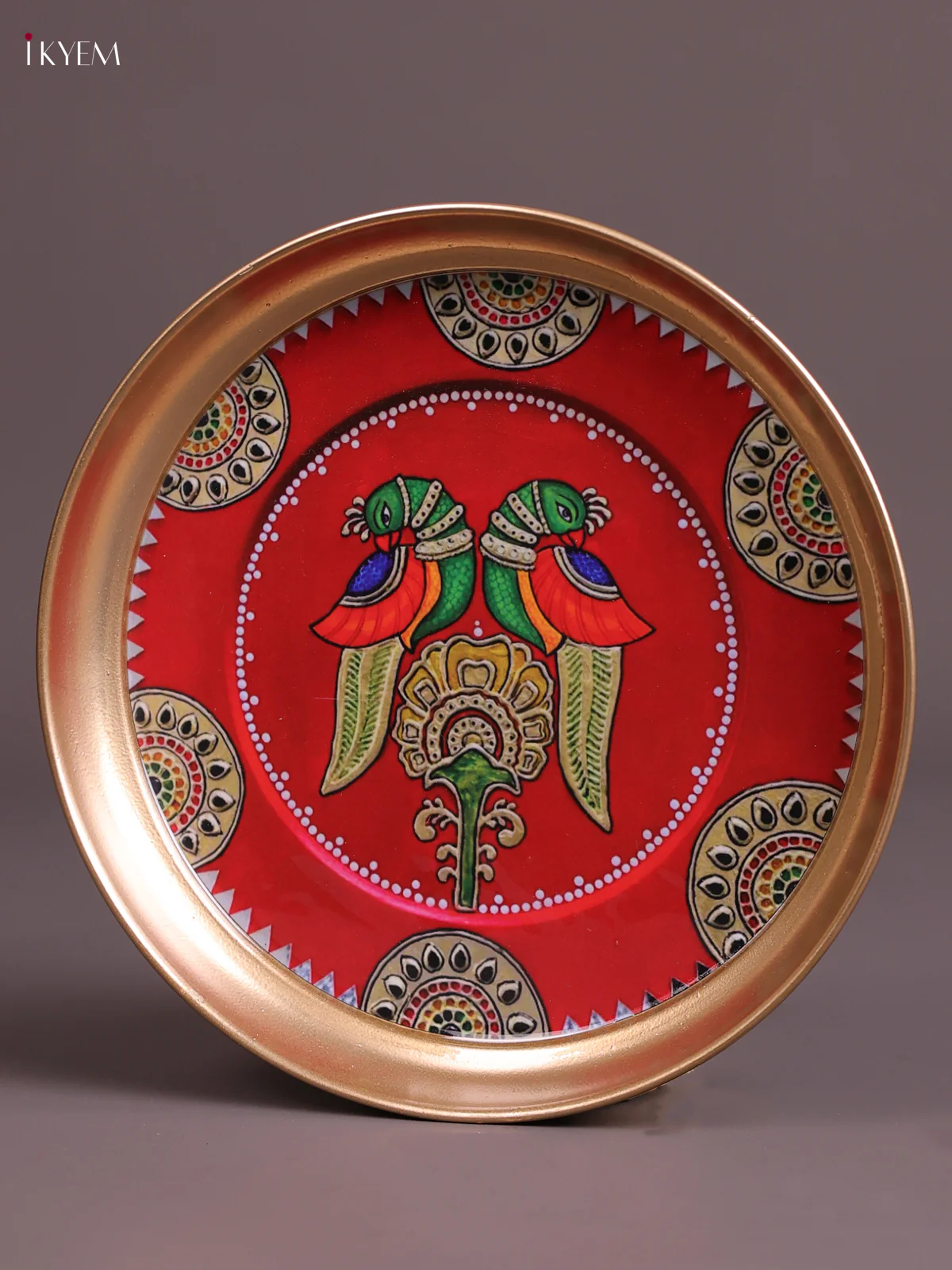 Twin Paroot - Printed Brass Coated Plate Red - 8 inch - Image 2