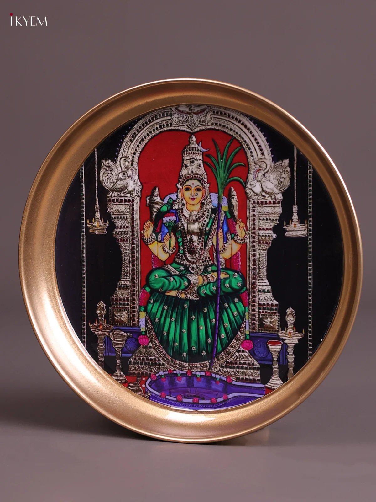 Kamatchi - Printed Brass Coated Plate Green - 8 inch - Image 3