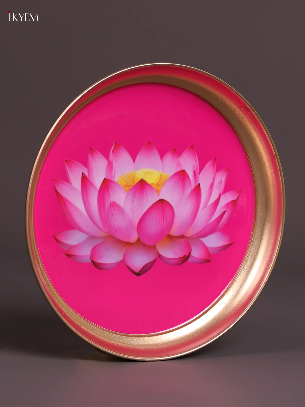 Lotus - Printed Brass Coated Plate Pink - 8 inch - Image 3