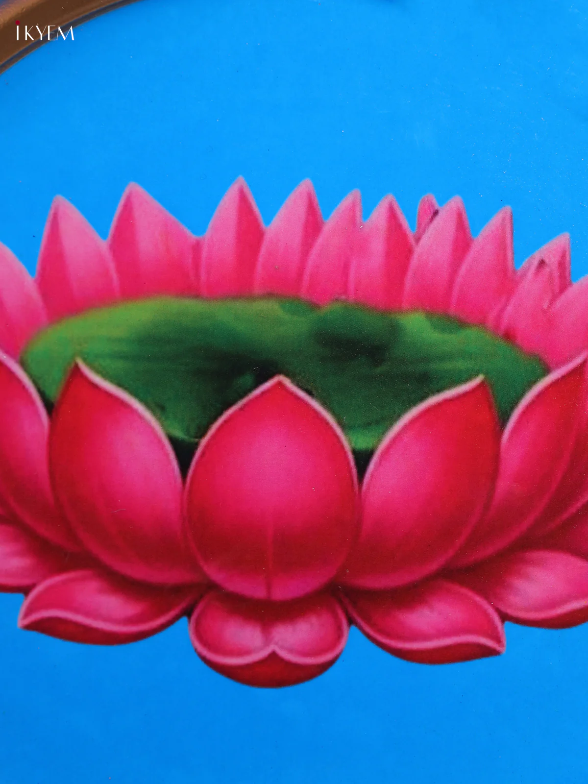 Lotus - Printed Brass Coated Plate With Hook Blue & Green - 8 inch - Image 2