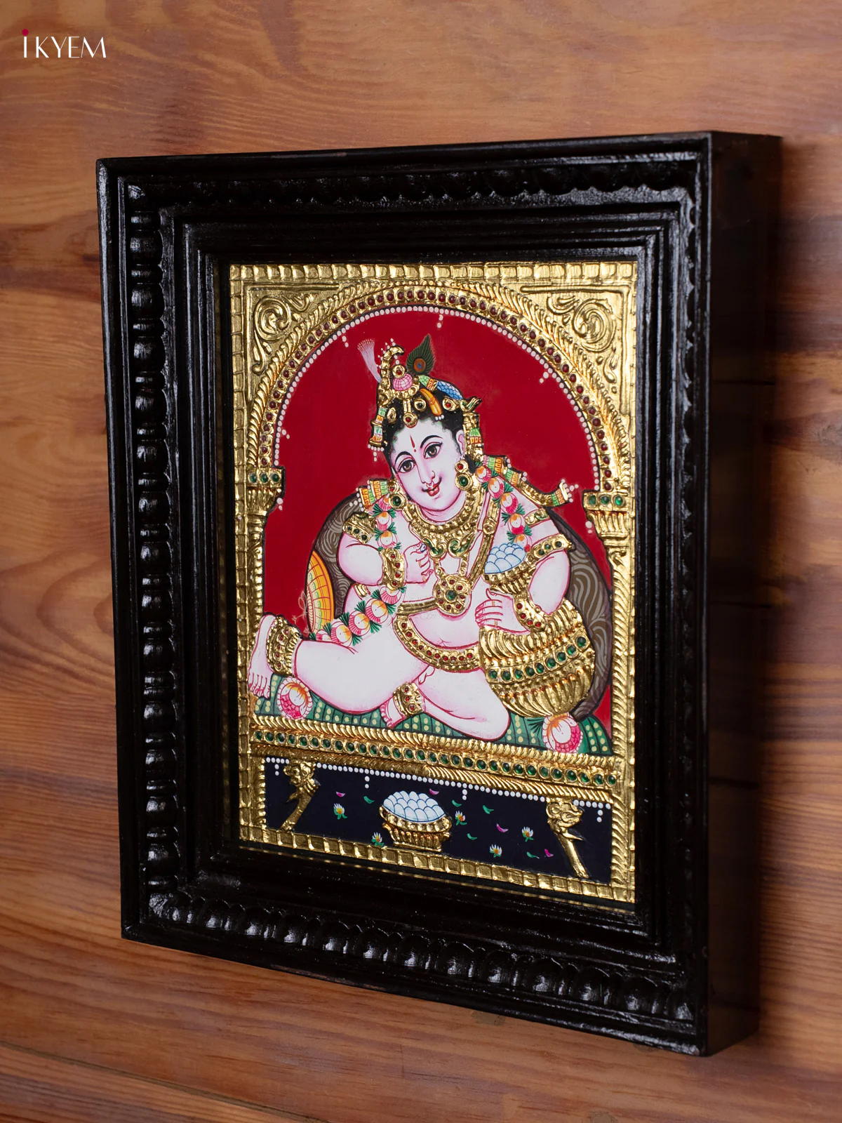 Baby Butter krishna Tanjore Painting (15x13) - KEC14004 - Image 2