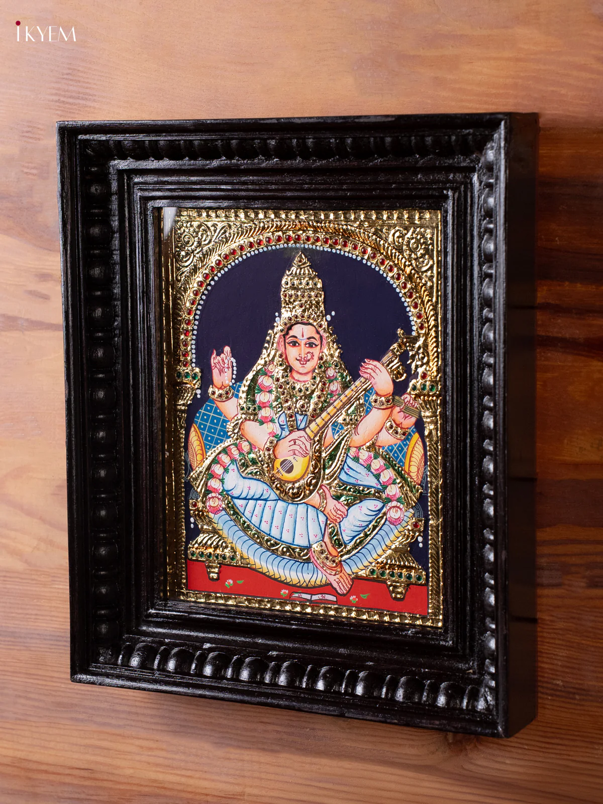 Saraswathi Tanjore Painting (13x11) - KEC14007 - Image 2