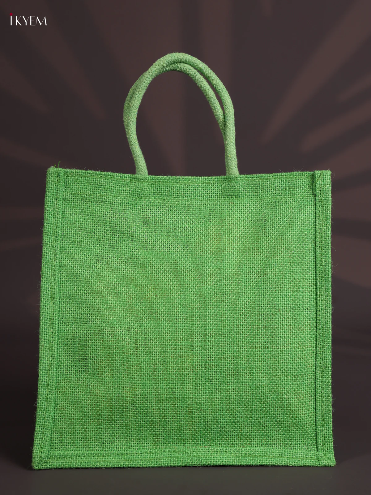 Green&Red Half & Half Kalamkari Jute Bag with Rope Handles-KEC18004 - Image 3