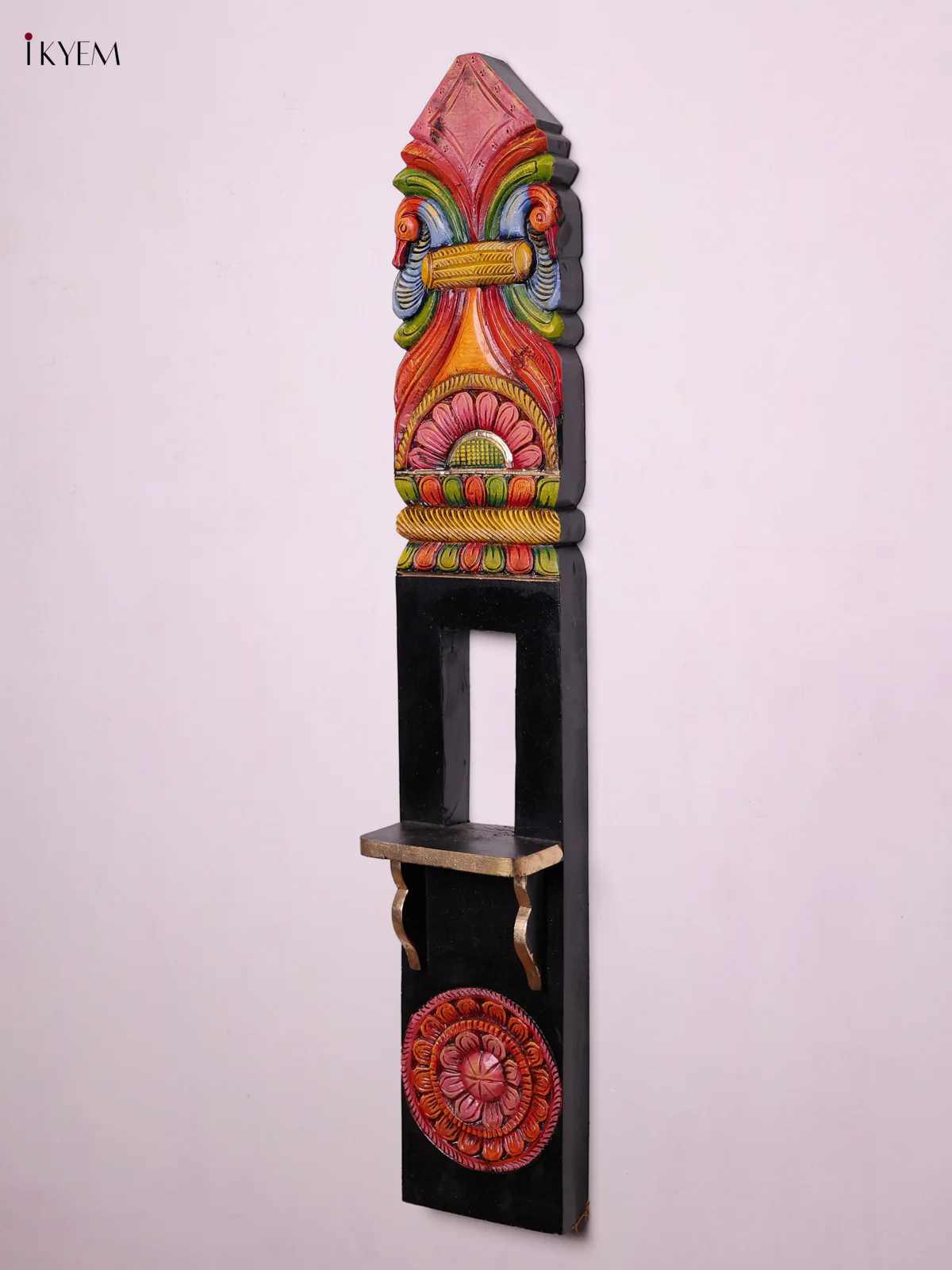 Hand-painted Wooden Diya Wall Shelf - 35 Inch-KEC18031 - Image 5