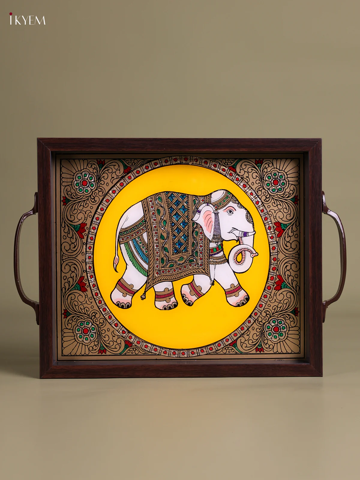 Reverse Glass Painted Tray (11.5x9.5) - Elephant-KEC18032 - Image 2