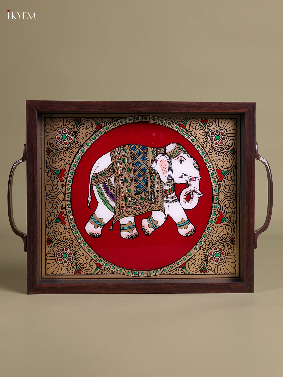 Reverse Glass Painted Tray (11.5x9.5) - Elephant - Red-KEC18037 - Image 2