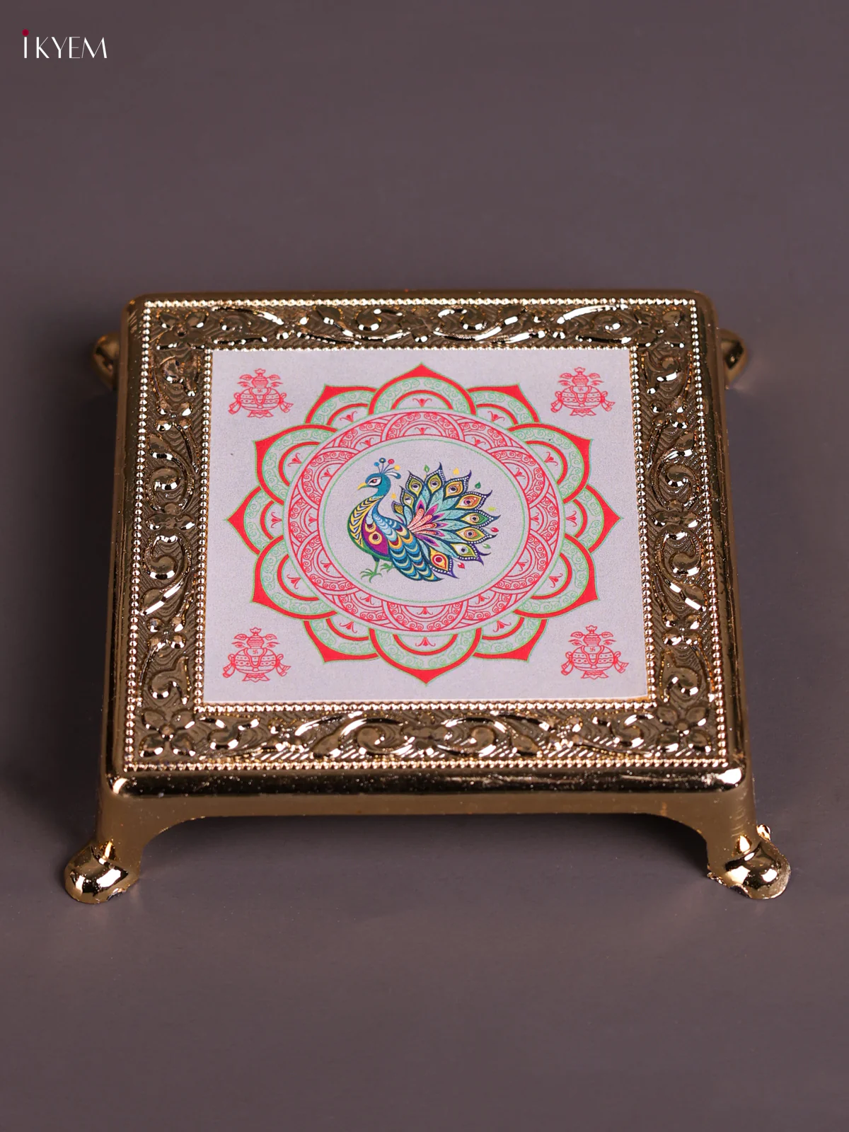 Peacock Design Printed Plastic Chowki-KEC20002