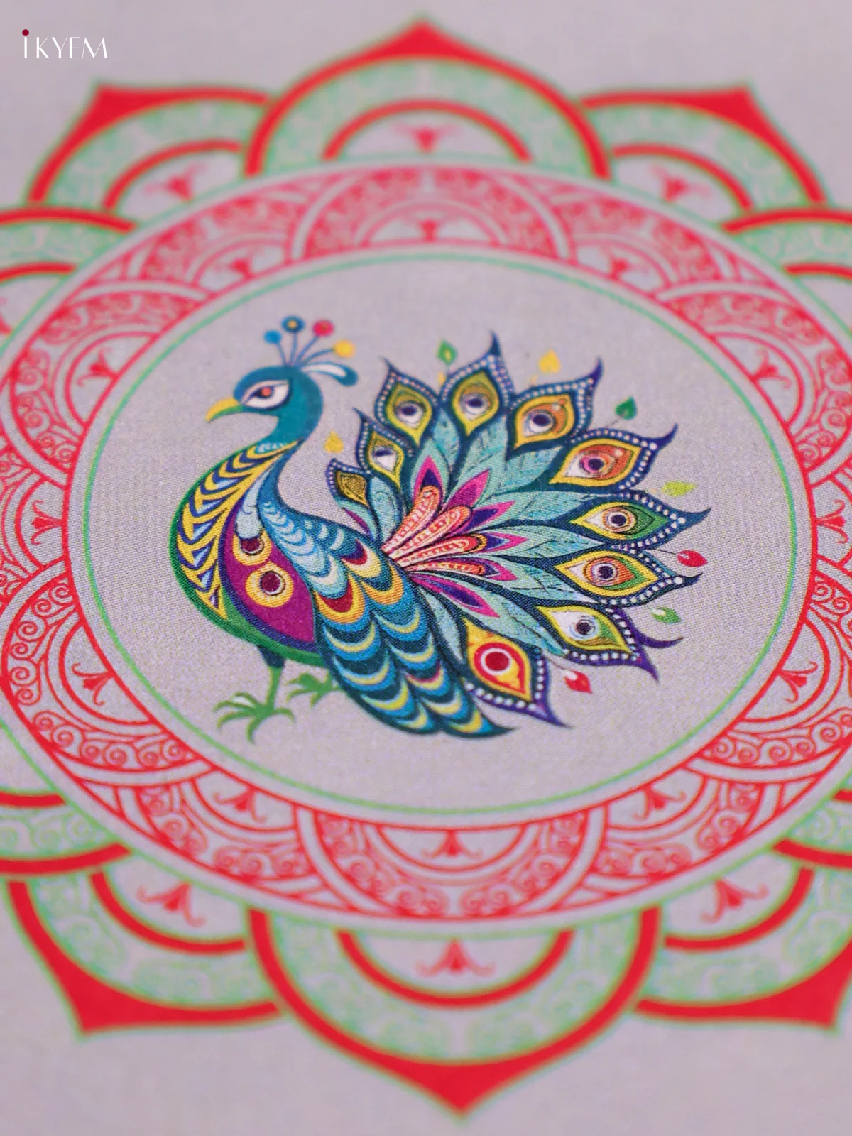 Peacock Design Printed Plastic Chowki-KEC20002 - Image 2