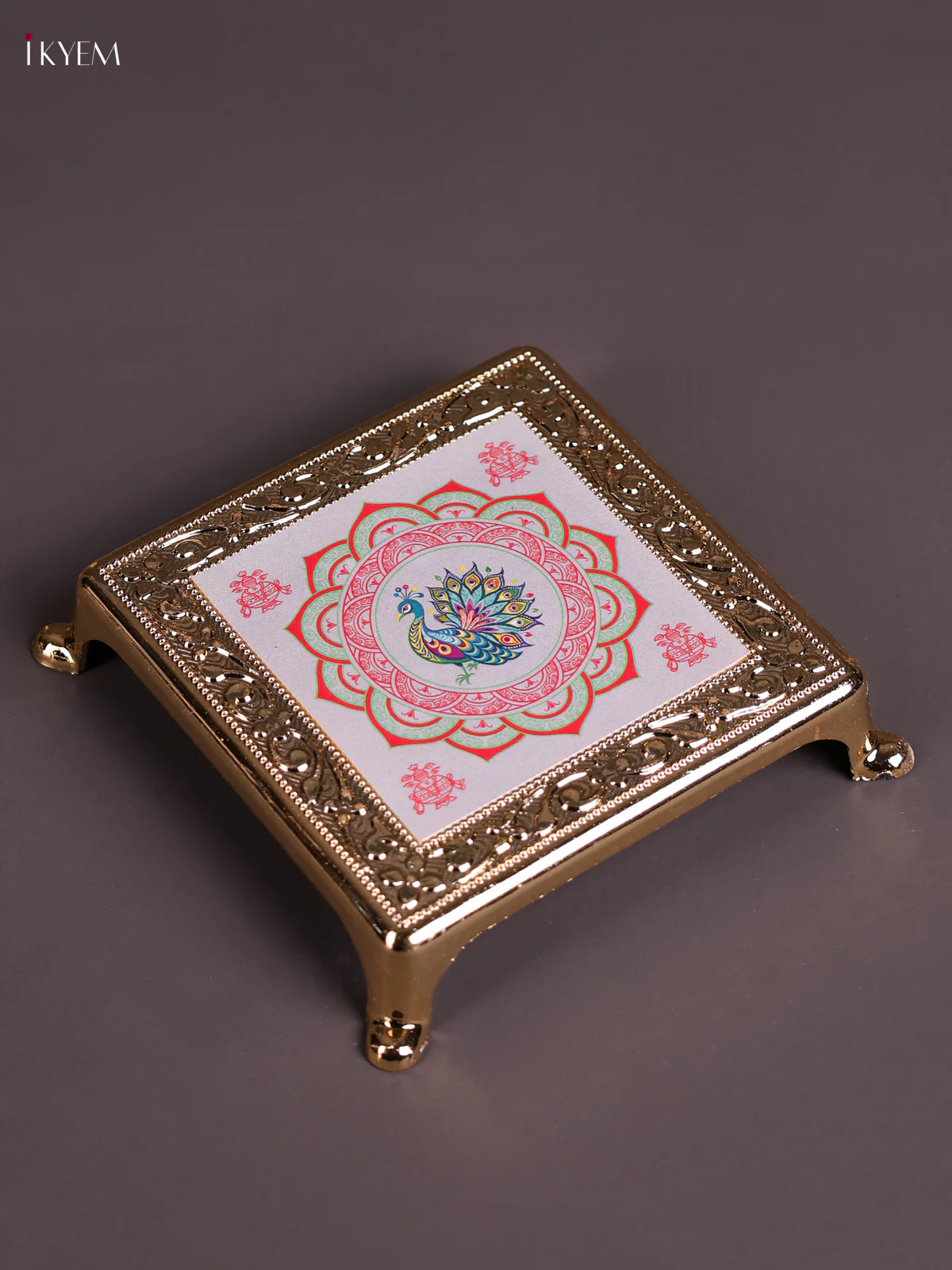 Peacock Design Printed Plastic Chowki-KEC20002 - Image 3