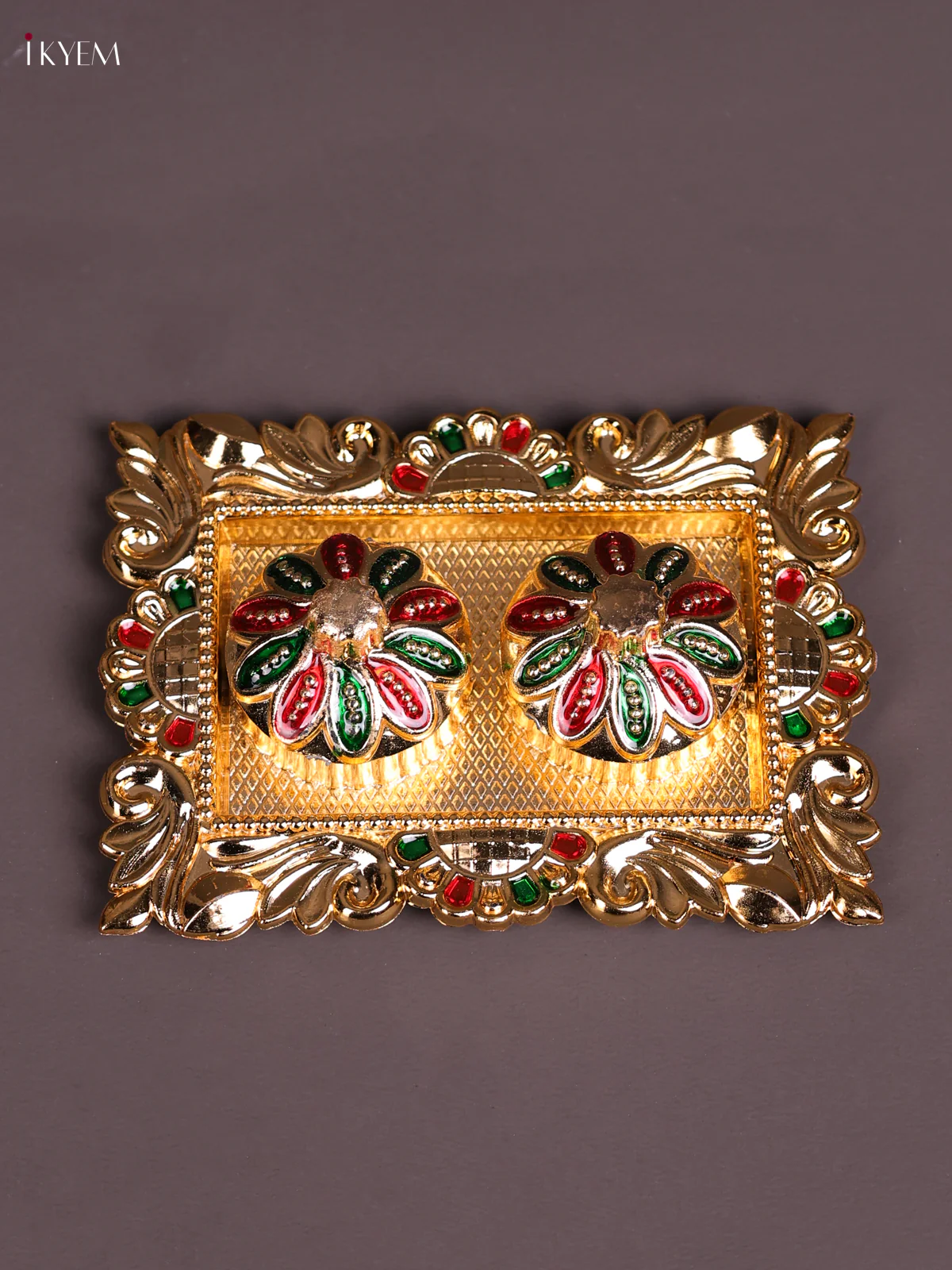 Rectangle Meenakari Haldi Kumkum Holder-KEC20005