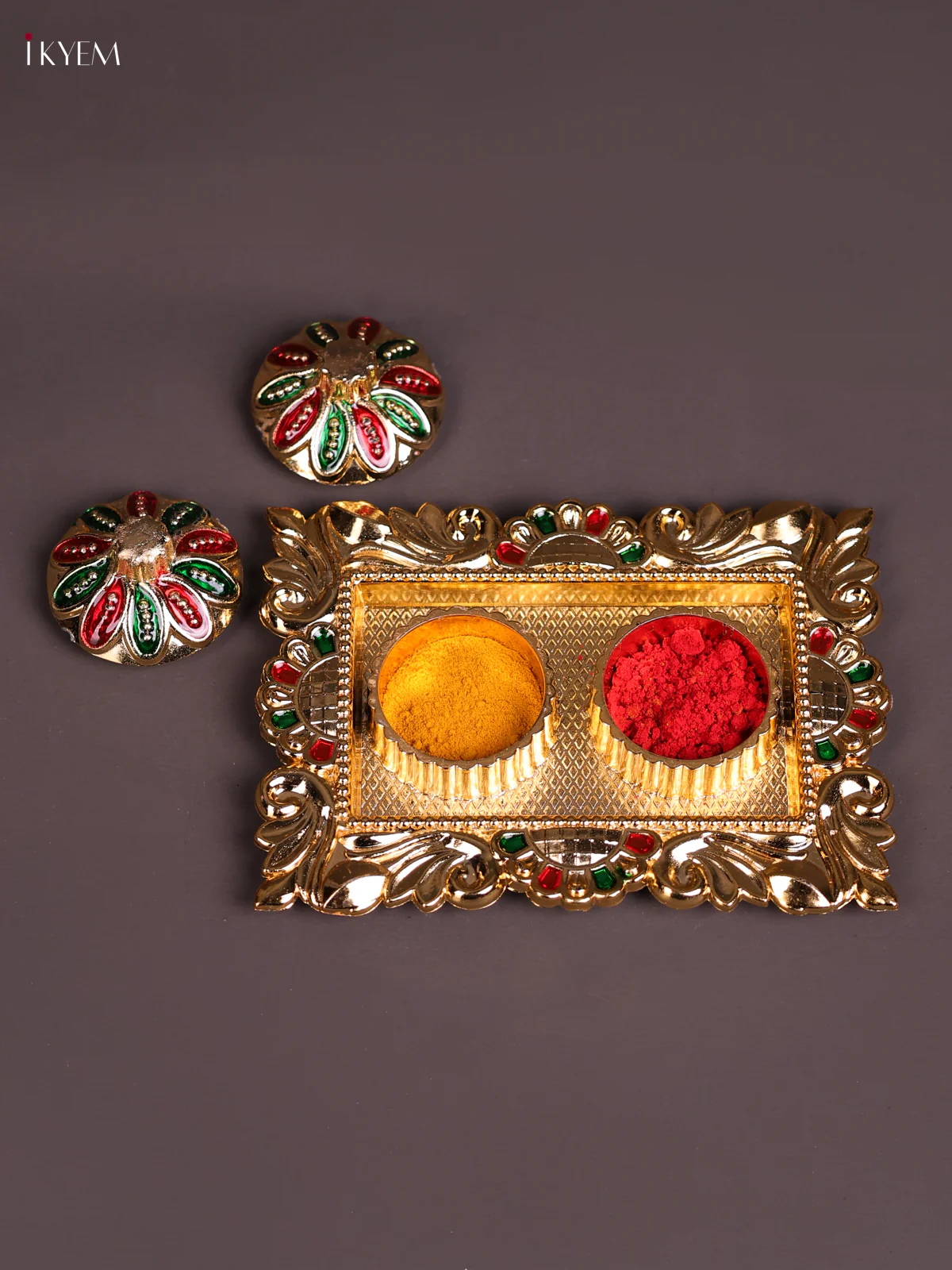 Rectangle Meenakari Haldi Kumkum Holder-KEC20005 - Image 2