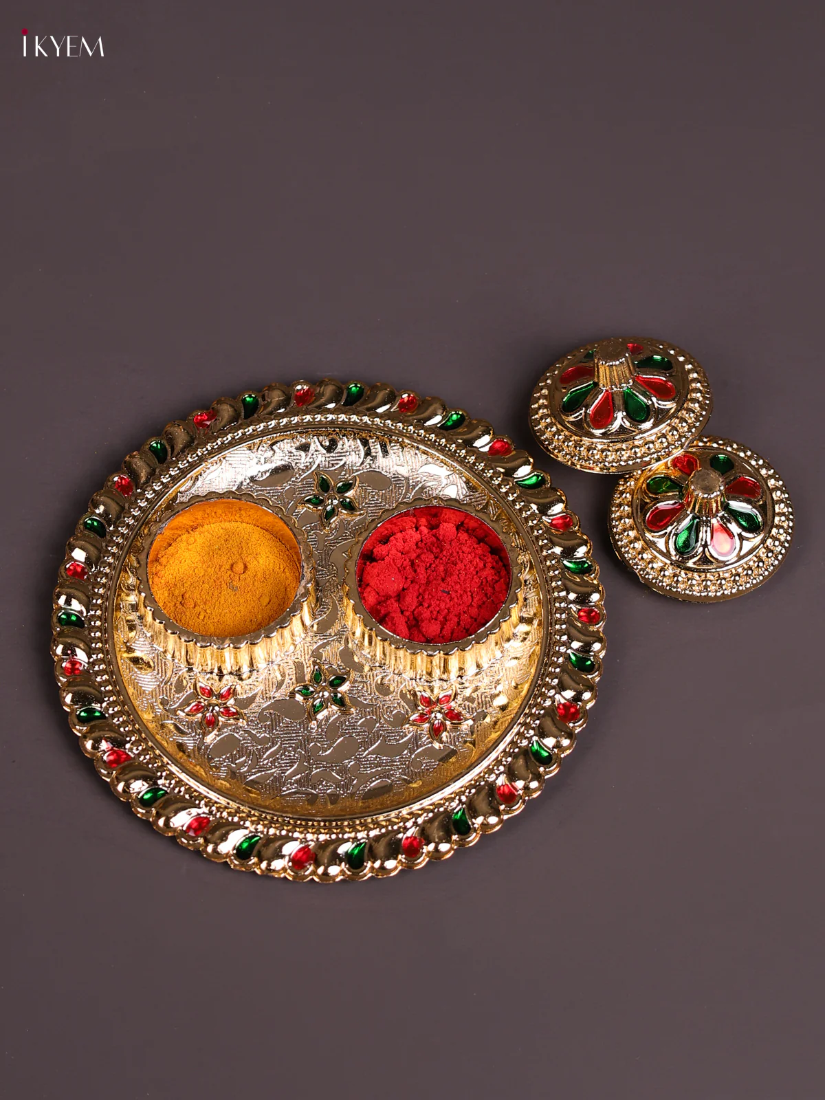 Meenakari Carcle Haldi Kumkum Holder-KEC20008 - Image 2