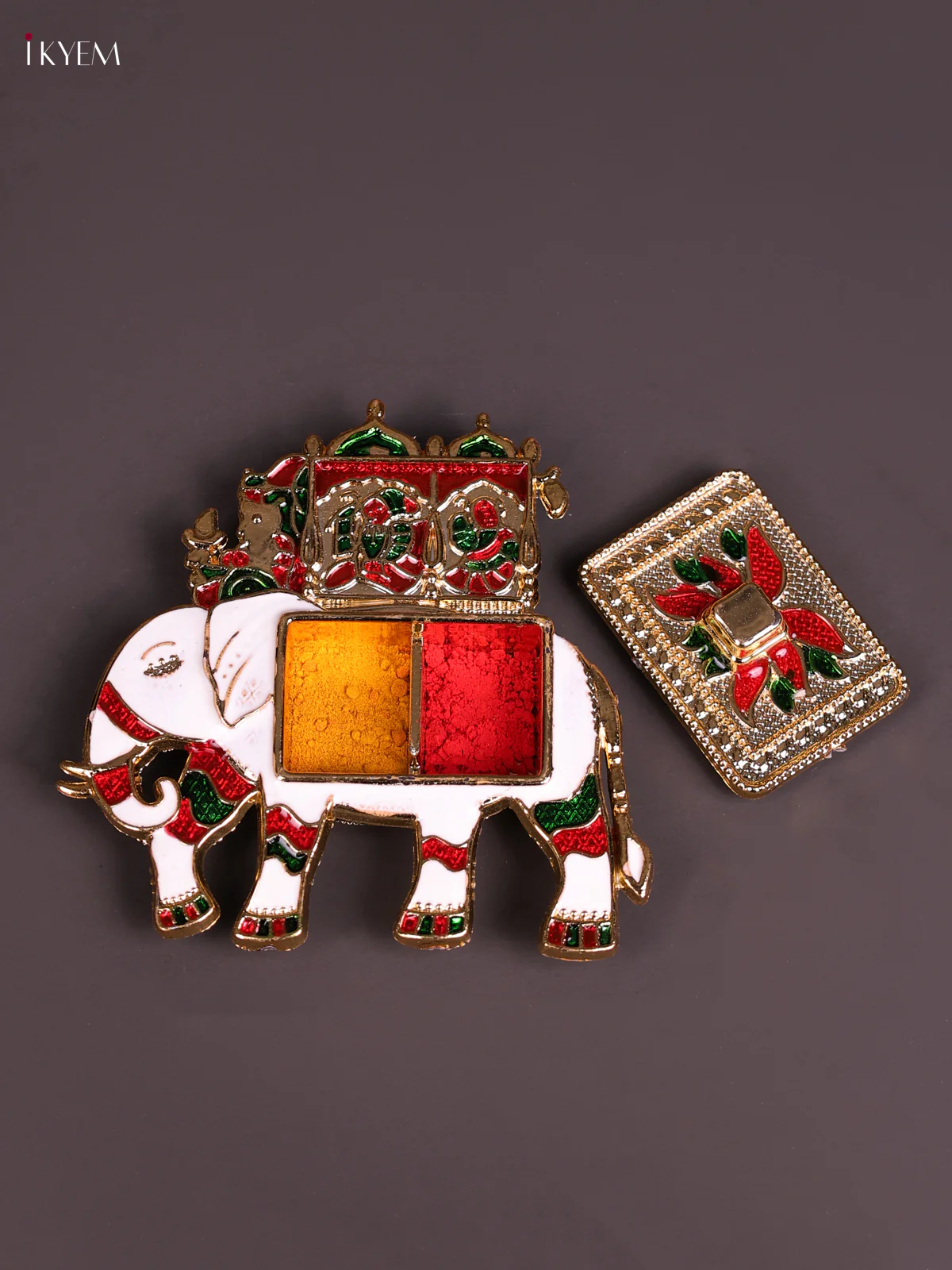 Meenakari Haldi Kumkum Holder - Elephant-KEC20011 - Image 2
