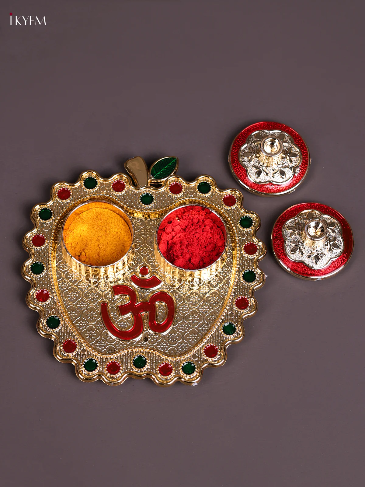 Meenakari Haldi Kumkum Holder - Apple Design-KEC20023 - Image 2