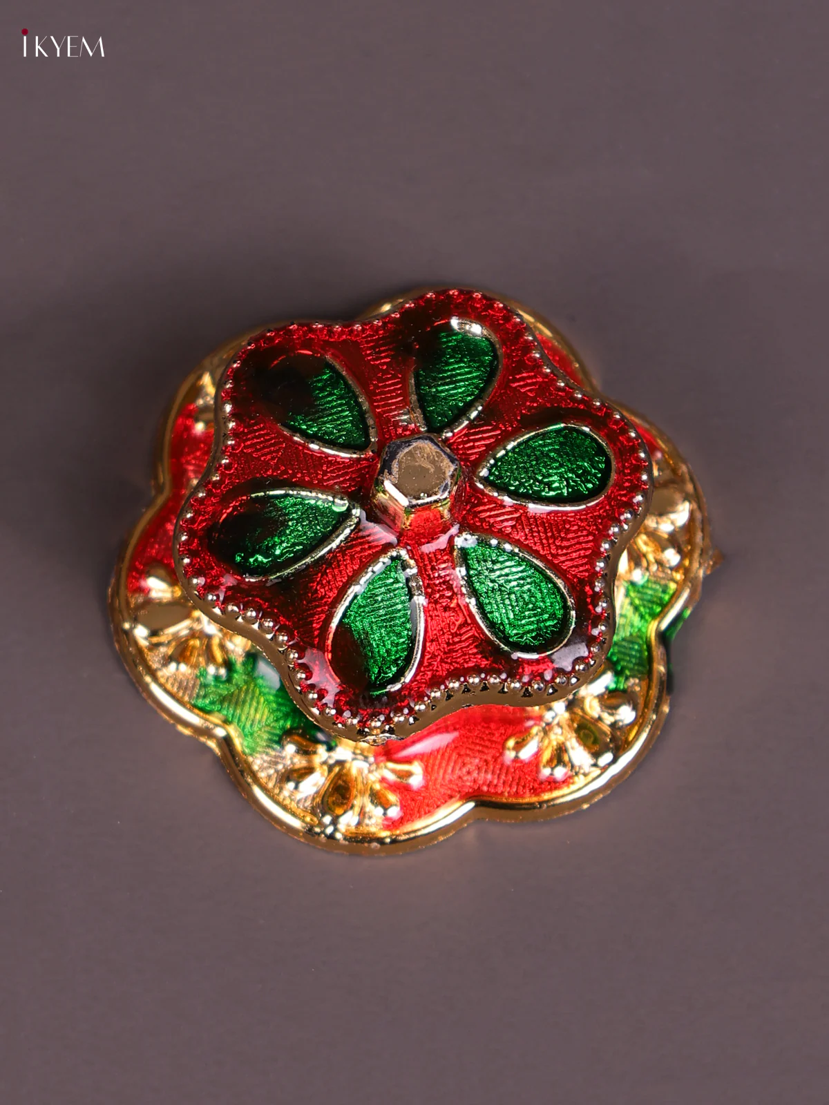 Meenakari Haldi Kumkum Holder - Red-KEC20032