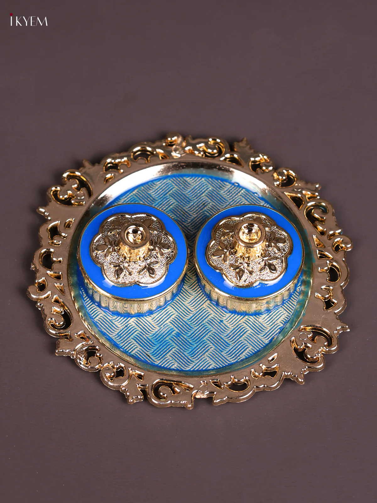 Meenakari Haldi Kumkum Holder - Blue-KEC20051