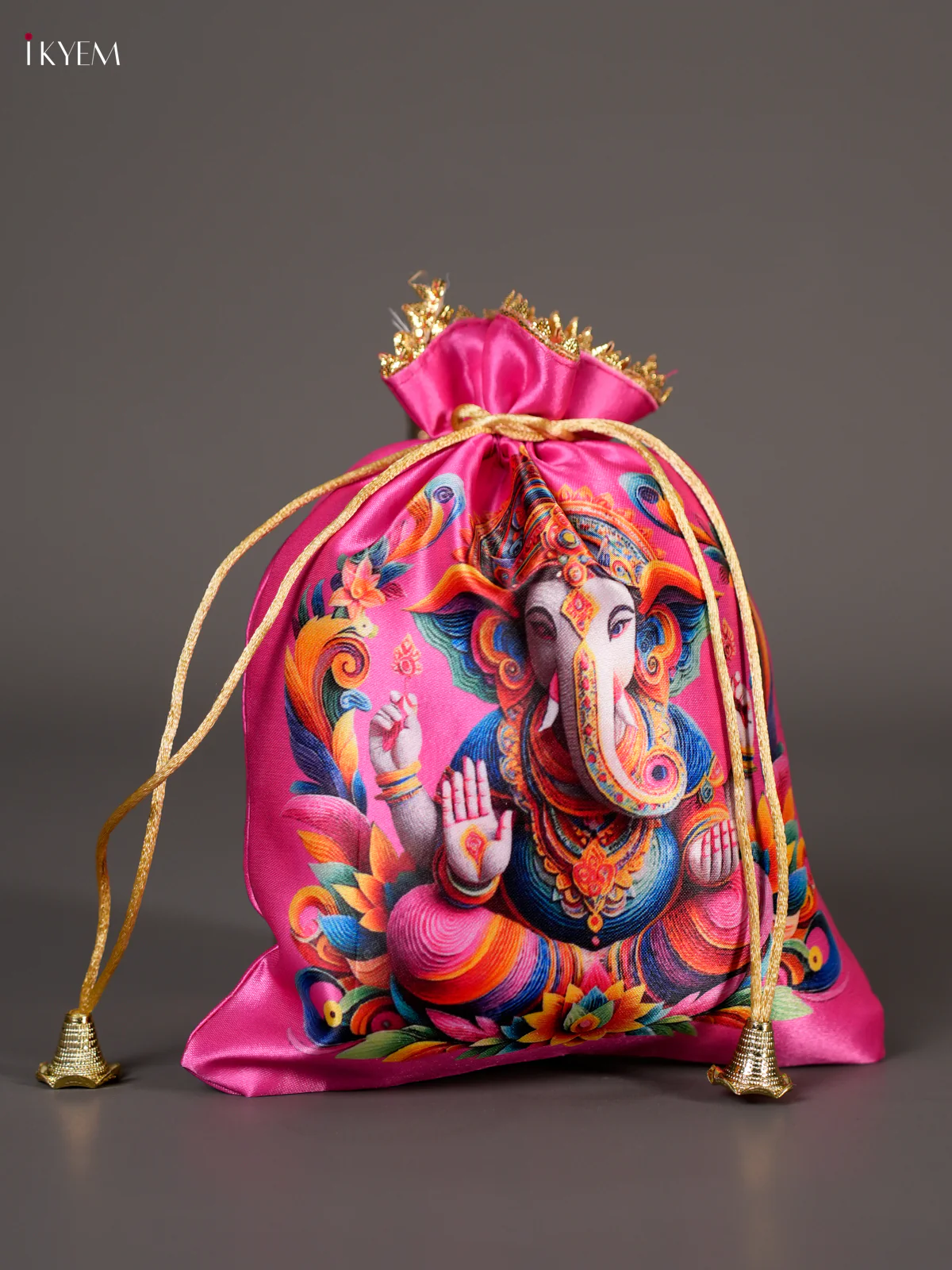 Ganesha Printed Potli Bag - Pink-KEC20060 - Image 2
