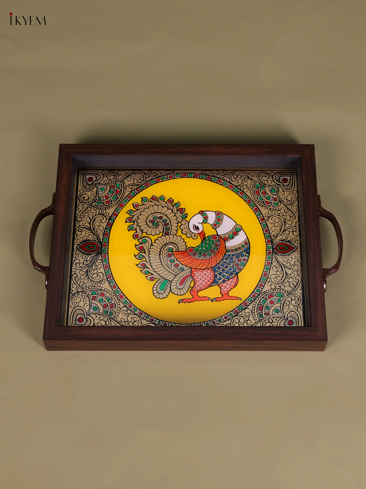 Reverse Glass Painted Tray (11x9) - Annam - Yellow-KED07007