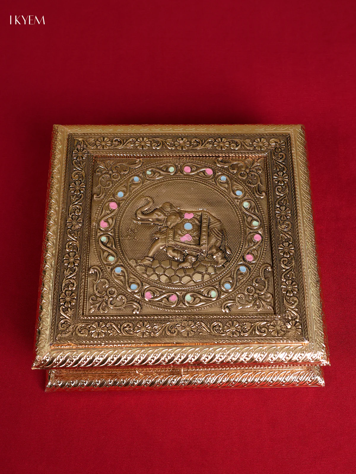 Wooden Dry Fruit Box Elephant Design - (8x8)-KED09016