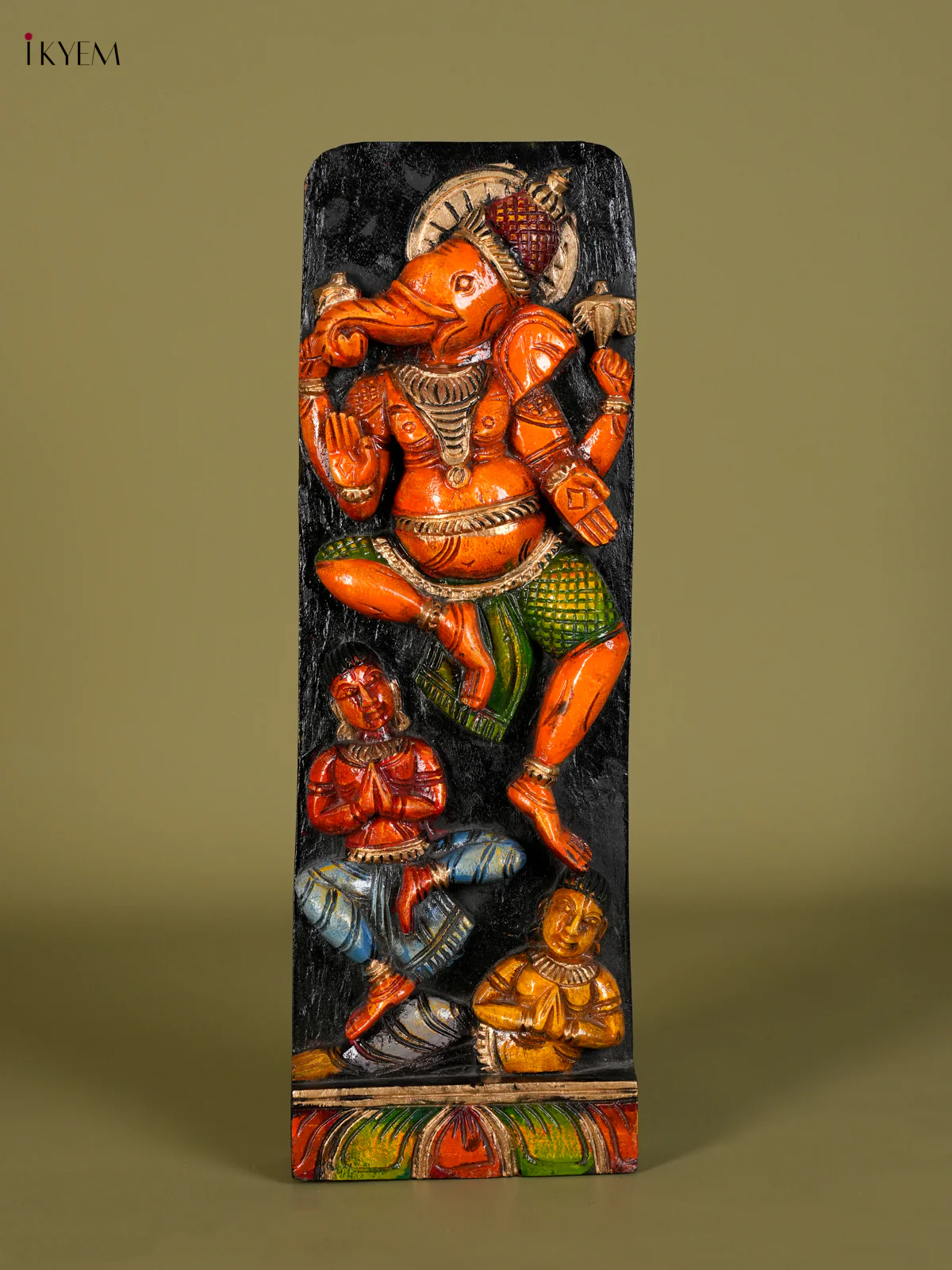 Wooden Handpainted Natiya Ganapathy-KED13007