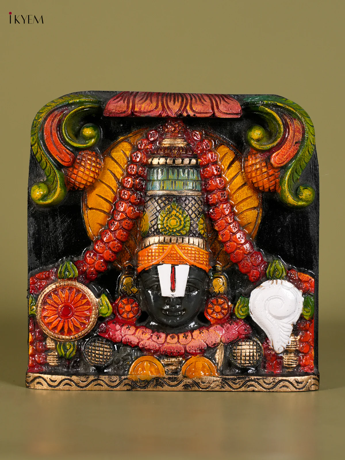Wooden Handpainted Balaji Face Wall hanging-KED13010