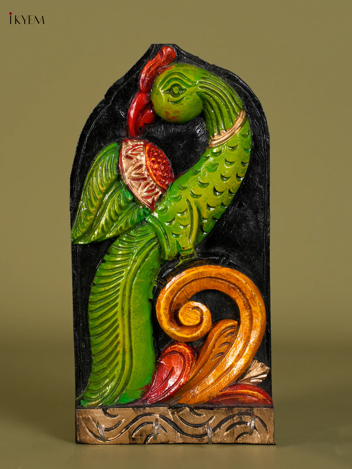 Wooden Handpainted Parrot Keychain Holder-KED13020