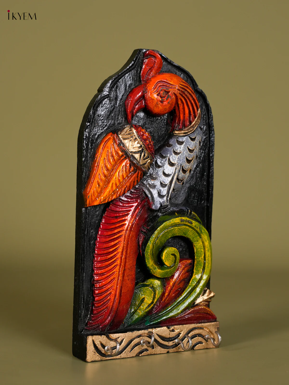 Wooden Handpainted Parrot Keychain Holder-KED13021 - Image 2