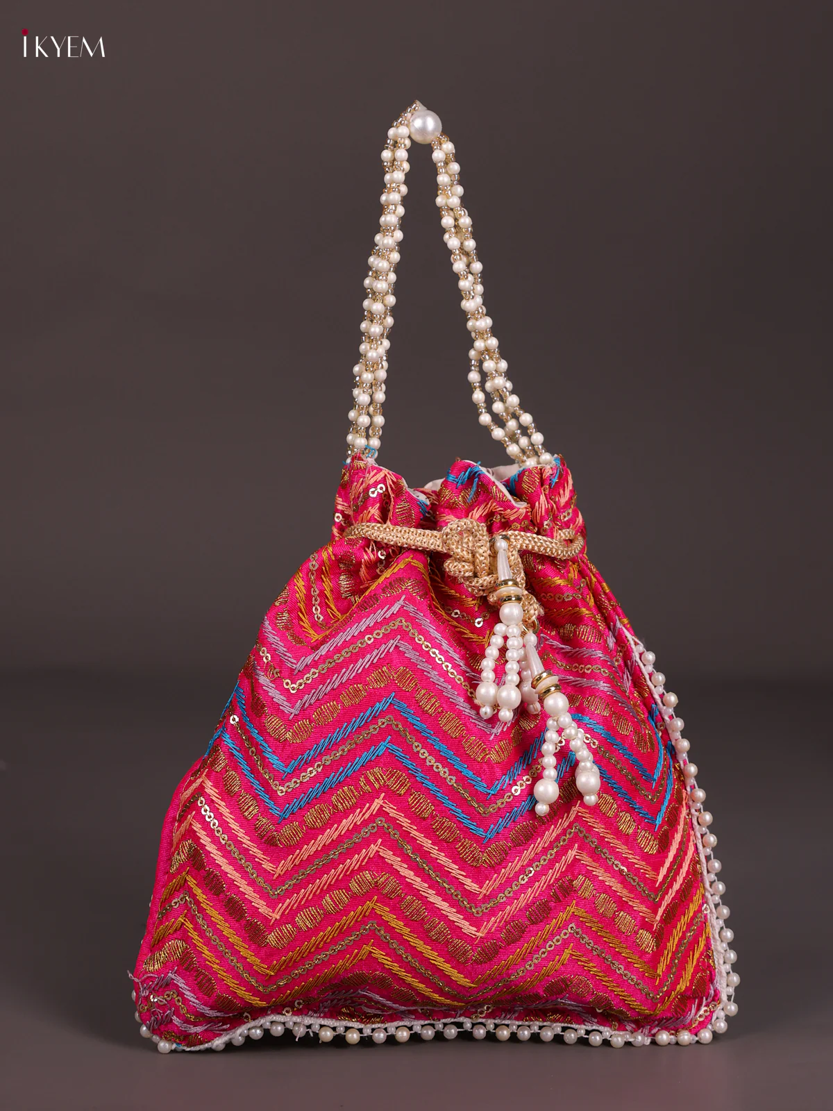 Fancy Designer Embroidered potli Bag - Pink-KED13057