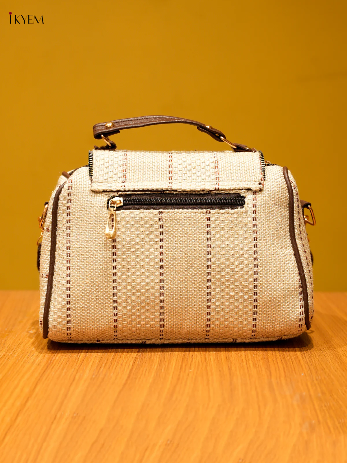 Printed Sling Bag - Cream & Brown - Image 2