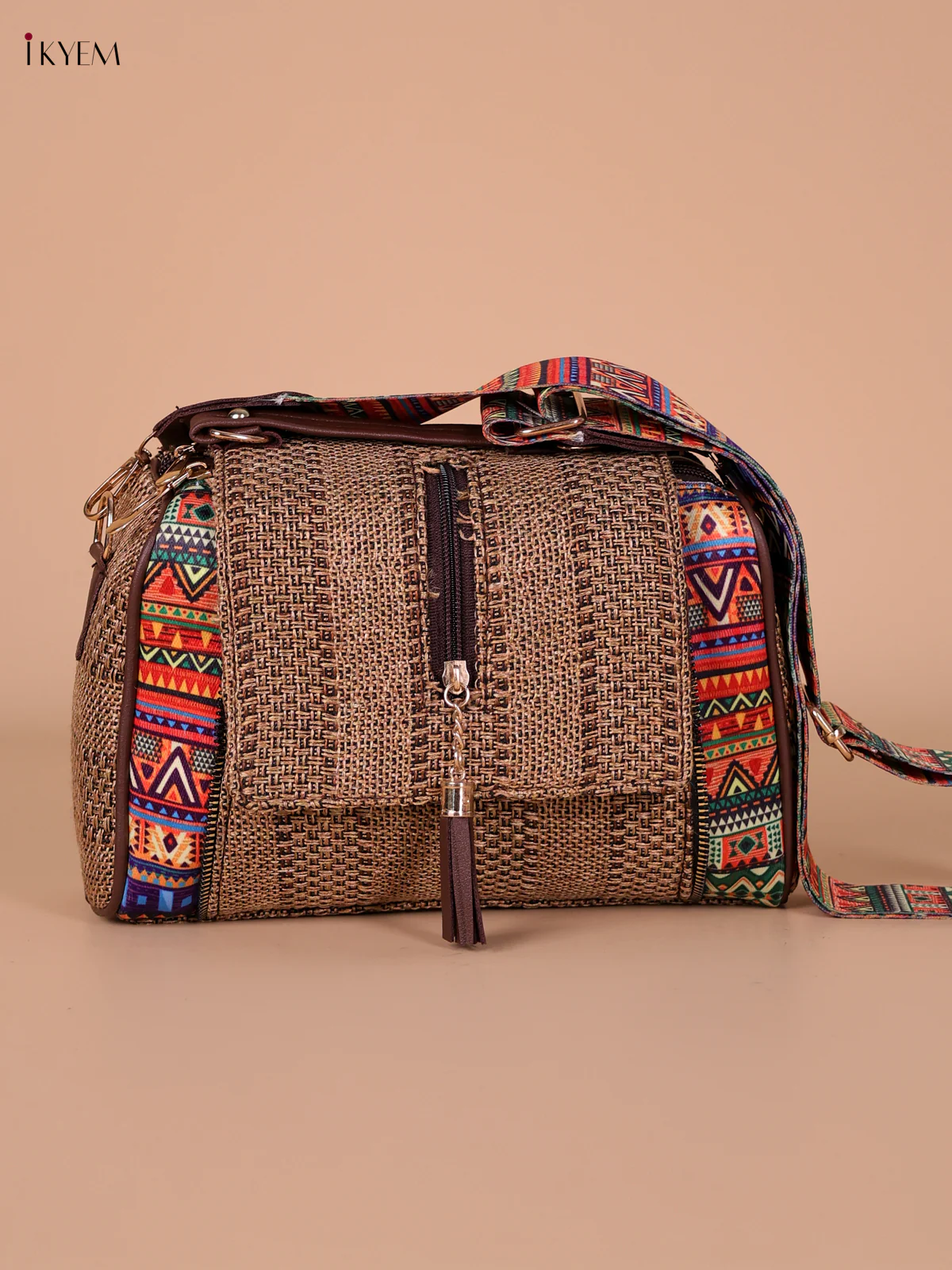 Printed Sling Bag - Brown