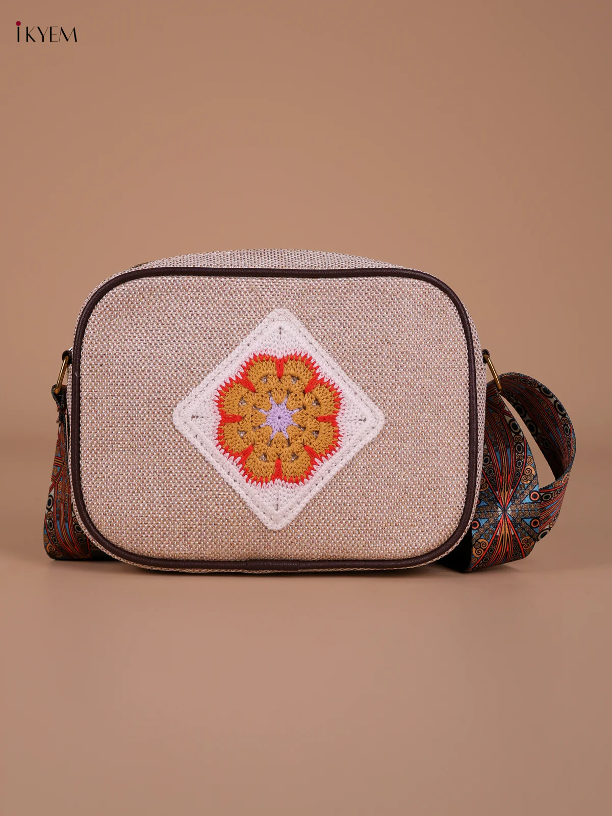 Printed Sling Bag - Peach