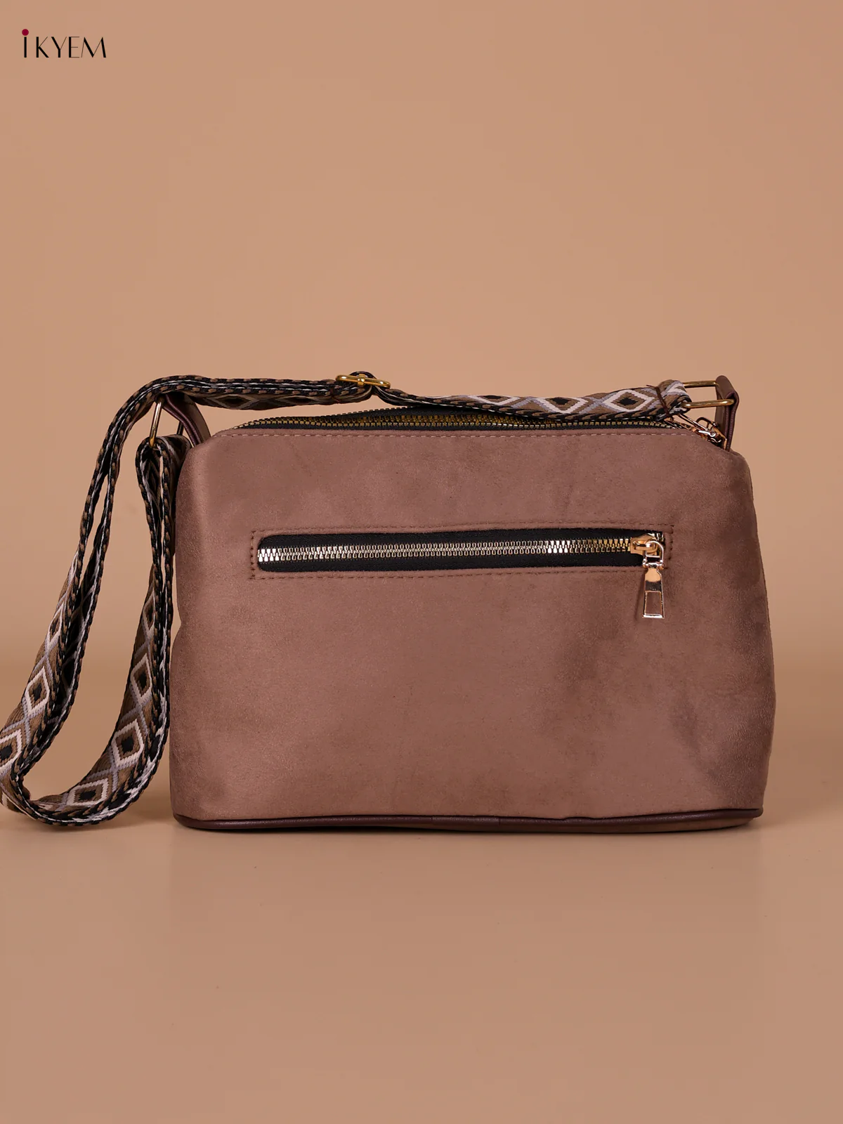 Lotus Printed Sling Bag - Brown - Image 2