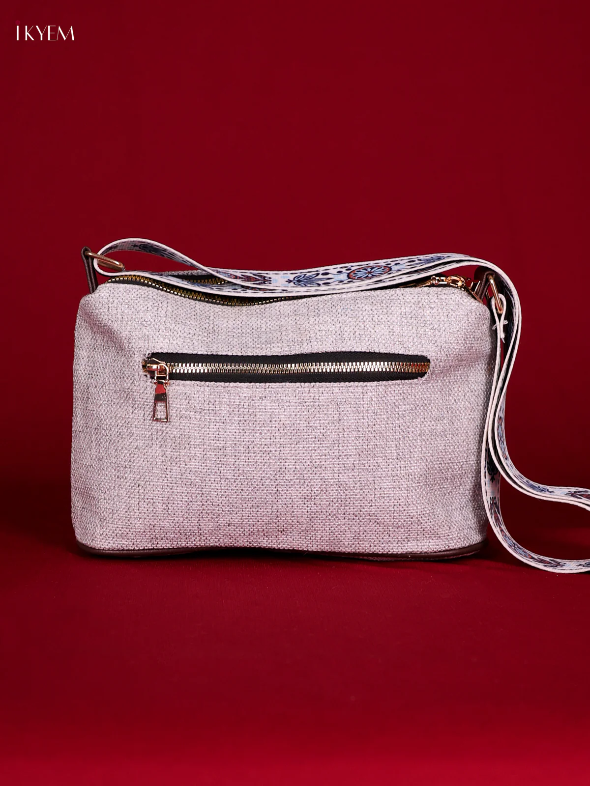 Elephant Printed Sling Bag - Ash - Image 2